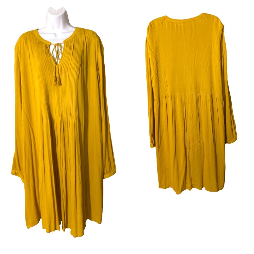 OLD NAVY | Women Yellow Casual Dress Lined, Long sleeves, Bohemian Size XXL